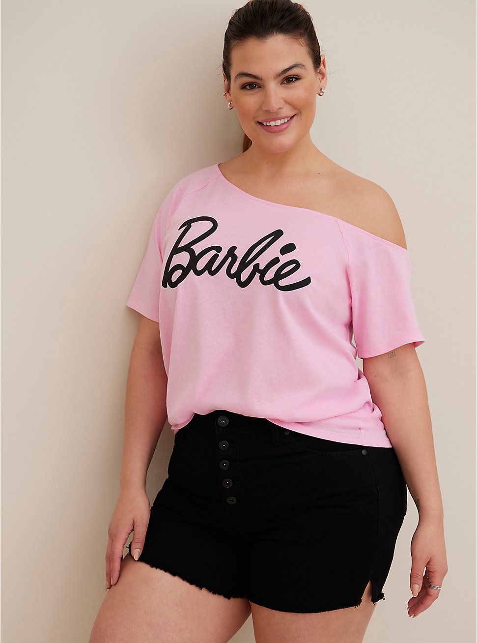 Barbie Classic Fit One Shoulder Top - Cotton Pink, PINK, hi-res