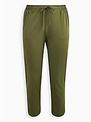 Drawcord Tapered Trouser - Stretch Challis Green, GREEN, hi-res