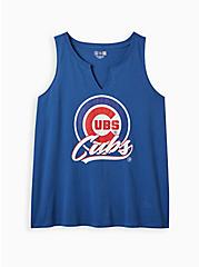Plus Size Split Neck Tank - Cotton MLB Chicago Cubs Blue , BLUE, hi-res