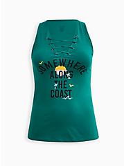 Plus Size Lace-Up Foxy Tank - Along The Coast Green, GREEN, hi-res