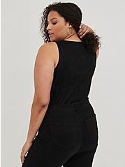 Plus Size Surplice Strappy Bodysuit - Lace Black, DEEP BLACK, alternate
