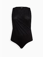Plus Size Surplice Strappy Bodysuit - Lace Black, DEEP BLACK, hi-res