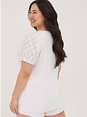 Classic Fit Super Soft Scoop Neck Eyelet Sleeve Tee, BRIGHT WHITE, alternate