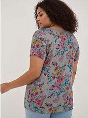 Plus Size Perfect Tee - Super Soft Floral Grey, OTHER PRINTS, alternate