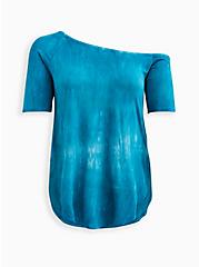 One Shoulder Favorite Tunic - Super Soft Tie Dye Light Blue, OTHER PRINTS, hi-res
