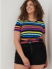 Plus Size Perfect Tee - Super Soft Striped Black, OTHER PRINTS, hi-res