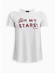 Cold Shoulder Tee - Triblend Jersey Oh My Stars  White, BRIGHT WHITE, hi-res