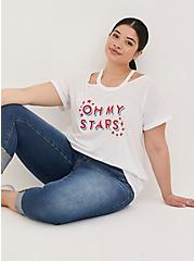 Plus Size Cold Shoulder Tee - Triblend Jersey Oh My Stars  White, BRIGHT WHITE, hi-res