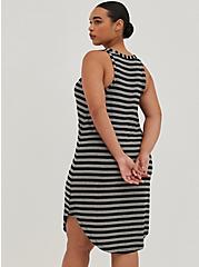 Plus Size Midi Sleep Dress - Super Soft Rib Stripe Black, BLACK STRIPE, alternate