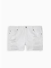 Plus Size Mid Rise Shortie Short - Vintage Stretch White, OPTIC WHITE, hi-res