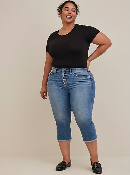 Plus Size Crop Stovepipe Straight Classic Denim High-Rise Jean, ATTABOY, alternate