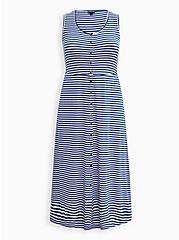Plus Size Maxi Jersey Button-Front Dress, STRIPE BLUE, hi-res