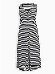 Plus Size Button Front Maxi - Jersey Striped Black & White, STRIPE - MULTI, hi-res