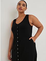 Button Front Maxi Dress - Jersey Black, DEEP BLACK, alternate