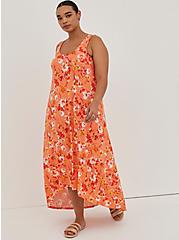 Plus Size Hi-Low Maxi - Super Soft Floral Orange, FLORAL - BLACK, hi-res