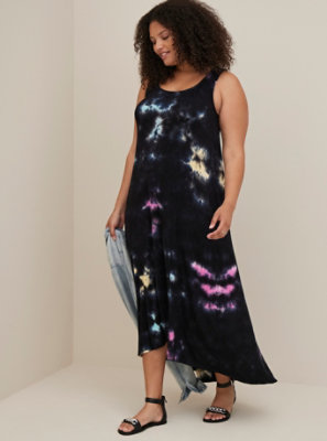 Hi-Low Maxi Dress - Super Soft Tie-Dye Black, TIE DYE, hi-res