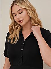 Plus Size Collared Shirt Dress - Jersey Black, DEEP BLACK, alternate