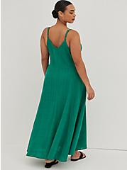 Plus Size Trapeze Maxi Dress - Cotton Textured Green, GREEN, alternate