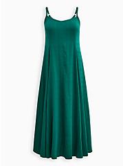 Plus Size Trapeze Maxi Dress - Cotton Textured Green, GREEN, hi-res