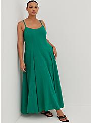 Plus Size Trapeze Maxi Dress - Cotton Textured Green, GREEN, hi-res