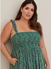 Plus Size Tiered Midi Dress - Challis Dots Green, PEBBLES - GREEN, alternate