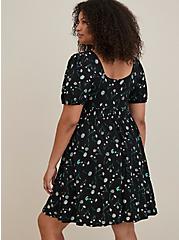 Plus Size Puff Sleeve Mini Dress - Jersey Floral Black, FLORAL - BLACK, alternate