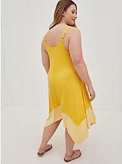 Plus Size Color Block Hanky Hem Dress- Jersey Yellow, YELLOW, alternate