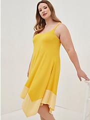 Plus Size Color Block Hanky Hem Dress- Jersey Yellow, YELLOW, hi-res