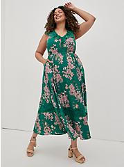 Plus Size Smocked Waist Maxi Dress - Gauze Floral Green, FLORAL - GREEN, hi-res
