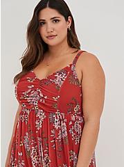 Pleated Maxi Dress - Soft Mesh Floral Red, FLORAL RED, alternate