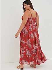 Plus Size Pleated Maxi Dress - Soft Mesh Floral Red, FLORAL - RED, alternate