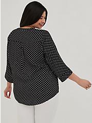 Plus Size Harper Pullover Blouse - Polka Dots Black, DOT - WHITE, alternate