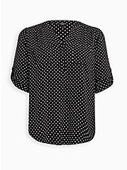 Plus Size Harper Pullover Blouse - Polka Dots Black, DOT - WHITE, hi-res