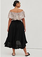 Plus Size Top & Skirt Set - Challis Leopard & Black, BLACK  WHITE, alternate