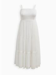 Maxi Chiffon And Lurex Tiered Dress, BRIGHT WHITE, hi-res