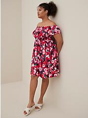 Plus Size Smocked Skater Dress - Super Soft Floral Pink, FLORALS-PINK, alternate