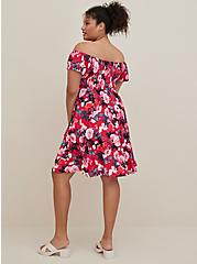 Plus Size Smocked Skater Dress - Super Soft Floral Pink, FLORALS-PINK, alternate