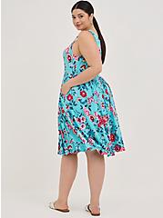 Plus Size Scoop Neck Skater Dress - Super Soft Floral Blue , FLORALS-BLUE, alternate