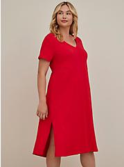 Plus Size Side Slit Midi Dress - Cotton Slub Red, RACING RED, alternate