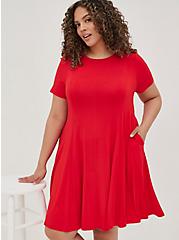 Fit & Flare Dress - Super Soft Red, RACING RED, hi-res