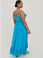 Ruffle Smocked Waist Hi-Low Maxi Dress - Jersey Blue, BLUE, alternate
