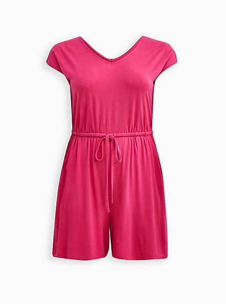 Plus Size Dolman Sleeve Romper - Super Soft Pink, PINK GLO, hi-res