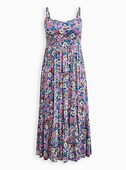 Tiered Maxi Dress - Floral Purple, FLORAL - PURPLE, hi-res