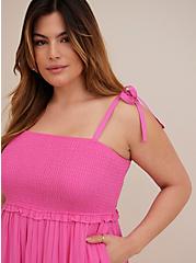 Plus Size Smocked Tiered Midi Dress - Pink, PINK GLO, alternate