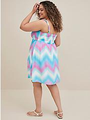 Plus Size Tiered Mini Dress - Challis Chevron Blue, CHEVRON, alternate