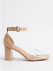 Clear Double Strap Block Heel - Taupe (WW), CLEAR, alternate