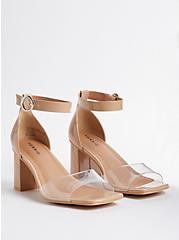 Clear Double Strap Block Heel - Taupe (WW), CLEAR, hi-res