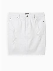 White Destructed Mini Skirt - Denim White, CLOUD DANCER, hi-res