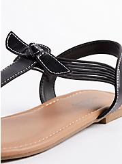 Plus Size T-Strap Stitch Sandal - Black (WW), BLACK, alternate