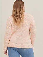 Plus Size Pullover Sweater - Marled Cotton Flamingo Pink, MULTI, alternate